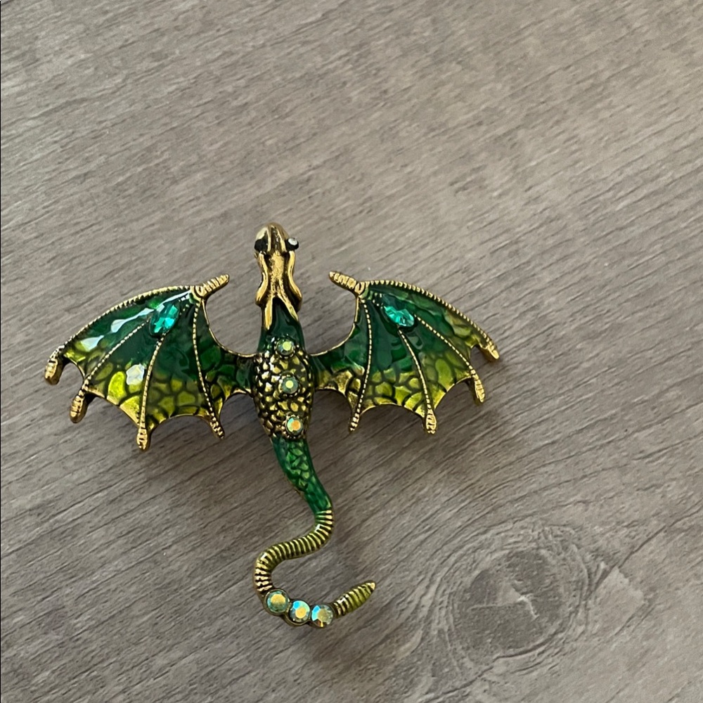 Green and Gold Dragon Brooch